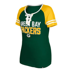 Green Bay Packers New Era Women's Raglan Lace-Up T-Shirt