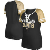New Orleans Saints New Era Women's Raglan Lace-Up T-Shirt