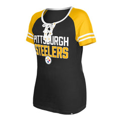 Pittsburgh Steelers New Era Women's Raglan Lace-Up T-Shirt