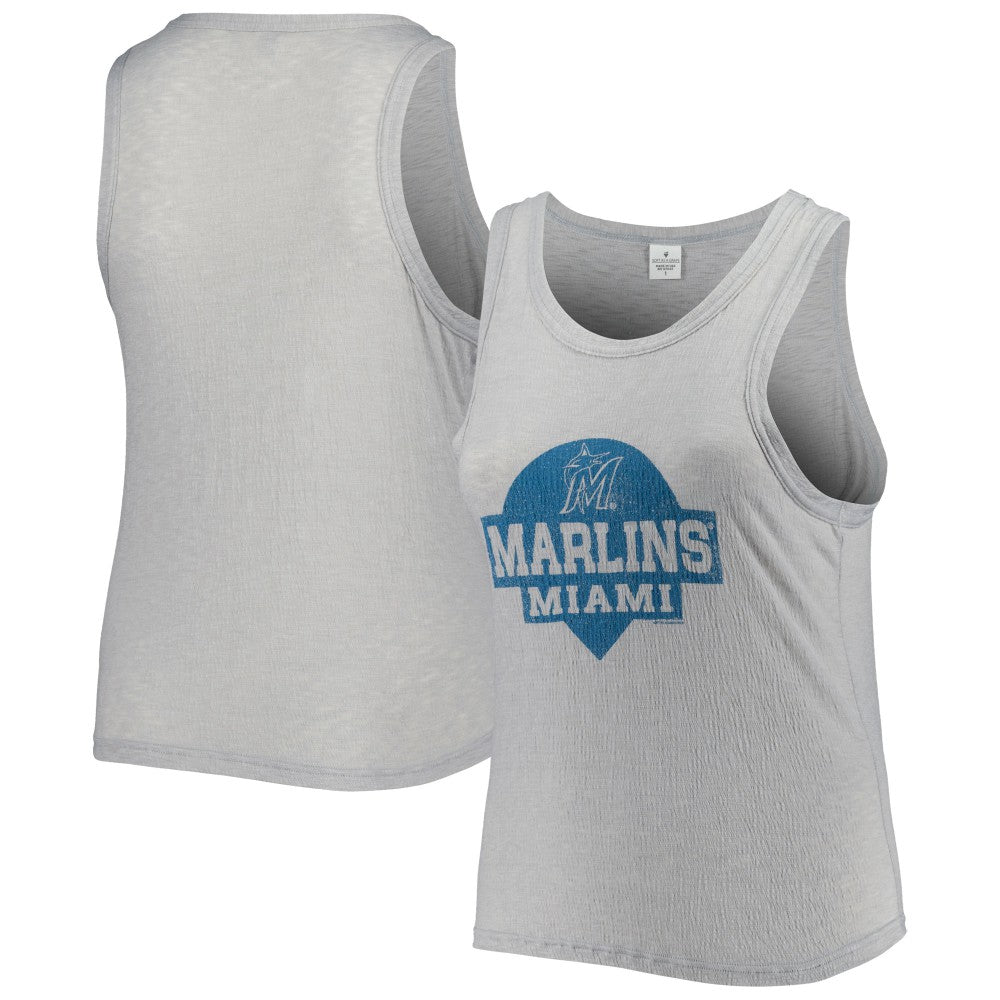 Miami Marlins Soft as a Grape Women's Plus Size High Neck Tri-Blend Tank Top | MLB Shop