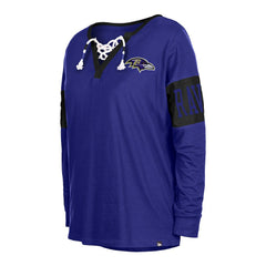 Baltimore Ravens New Era Women's Lace-Up Notch Neck Long Sleeve T-Shirt