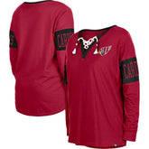 Arizona Cardinals New Era Women's Lace-Up Notch Neck Long Sleeve T-Shirt