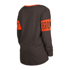 Cleveland Browns New Era Women's Lace-Up Notch Neck Long Sleeve T-Shirt