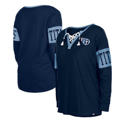 Tennessee Titans New Era Women's Lace-Up Notch Neck Long Sleeve T-Shirt