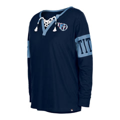 Tennessee Titans New Era Women's Lace-Up Notch Neck Long Sleeve T-Shirt