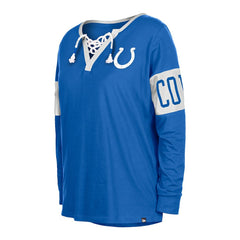 Indianapolis Colts New Era Women's Lace-Up Notch Neck Long Sleeve T-Shirt