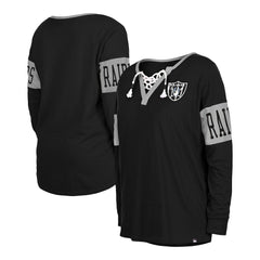 Las Vegas Raiders New Era Women's Lace-Up Notch Neck Long Sleeve T-Shirt