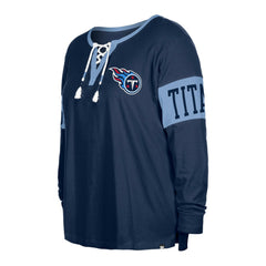 Tennessee Titans New Era Women's Plus Size Lace-Up Notch Neck Long Sleeve T-Shirt