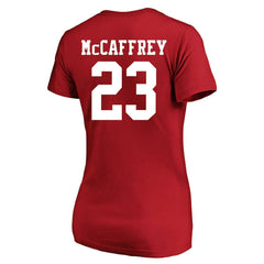 San Francisco 49ers Christian McCaffrey Women's Plus Size Fair Catch Name & Number Scoop Neck T-Shirt