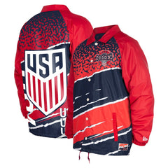 USMNT 5th & Ocean by New Era Throwback Coaches Raglan Full-Snap Jacket Navy - New Era