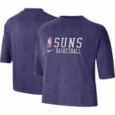 Phoenix Suns Women's Allover NBA Logo Boxy T-Shirt New