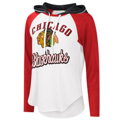 Chicago Blackhawks G-III 4Her by Carl Banks Women's MVP Raglan Lightweight Hooded T-Shirt On Sale