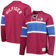 Colorado Avalanche Tommy Hilfiger Walter Lace-Up Long Sleeve Top For Sale