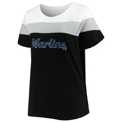 Miami Marlins Women's Plus Size Colorblock T-Shirt | MLB On Sale