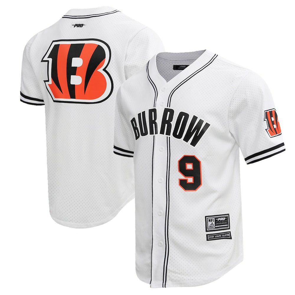 Cincinnati Bengals Joe Burrow Pro Standard Mesh Baseball Button-Up T-Shirt