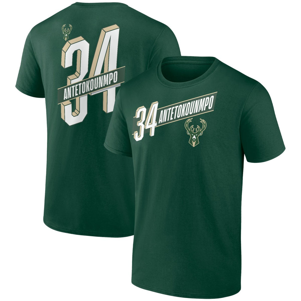 Giannis Antetokounmpo Milwaukee Bucks Full-Court Press Name & Number T-Shirt New