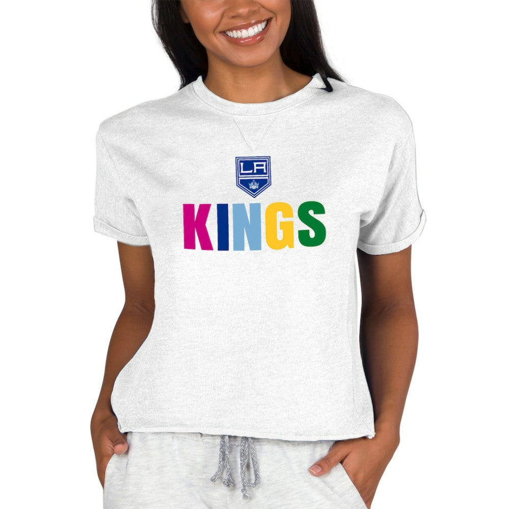 Los Angeles Kings Concepts Sport Women's Tri-Blend Mainstream Terry Short Sleeve Sweatshirt Top Discount