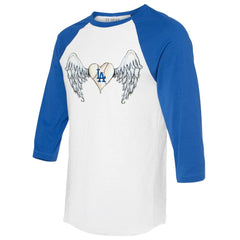 Los Angeles Dodgers Tiny Turnip Women's Angel Wings 3/4-Sleeve Raglan T-Shirt | MLB Online
