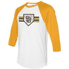 San Diego Padres Tiny Turnip Women's Base Stripe 3/4-Sleeve Raglan T-Shirt | MLB US