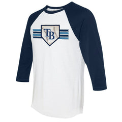 Tampa Bay Rays Tiny Turnip Women's Base Stripe 3/4-Sleeve Raglan T-Shirt | MLB Shop