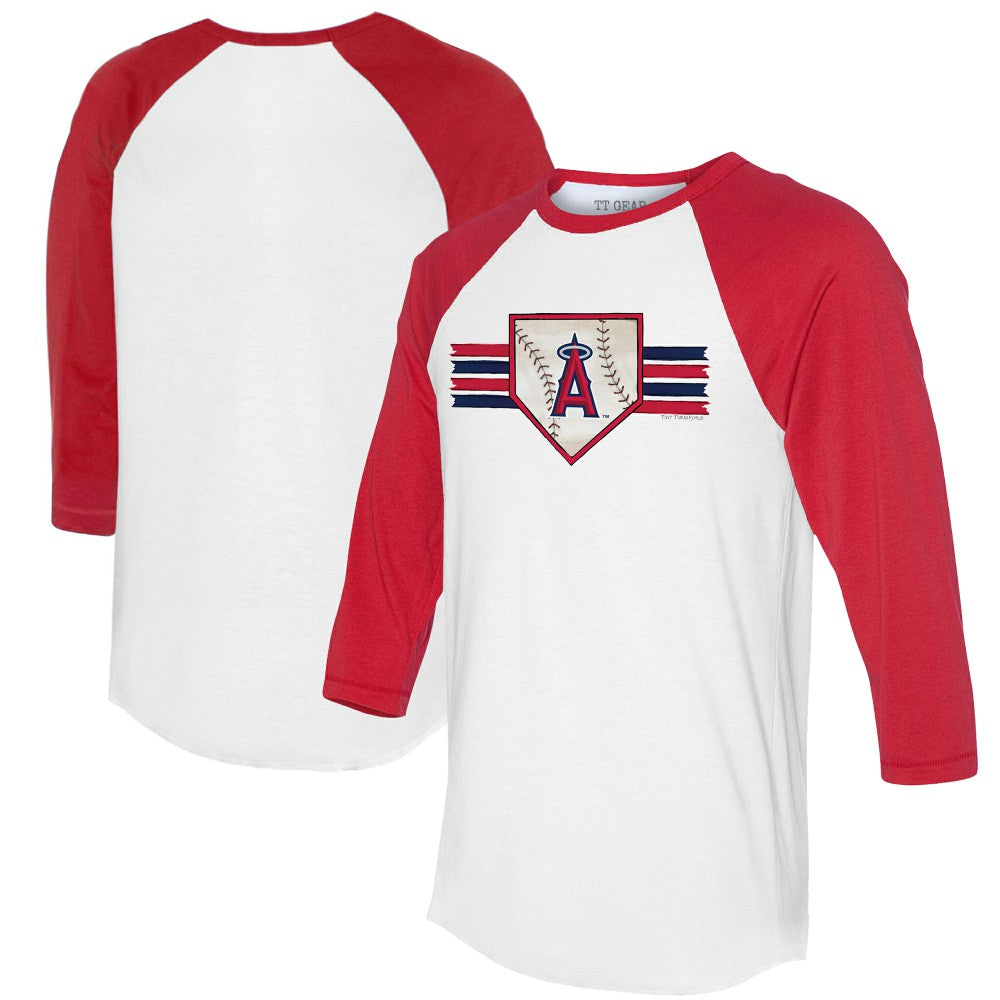 Los Angeles Angels Tiny Turnip Women's Base Stripe 3/4-Sleeve Raglan T-Shirt | MLB New
