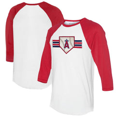 Los Angeles Angels Tiny Turnip Women's Base Stripe 3/4-Sleeve Raglan T-Shirt | MLB New