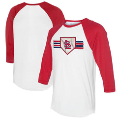 St. Louis Cardinals Tiny Turnip Women's Base Stripe 3/4-Sleeve Raglan T-Shirt | MLB Outlet