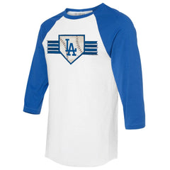 Los Angeles Dodgers Tiny Turnip Women's Base Stripe 3/4-Sleeve Raglan T-Shirt | MLB On Sale