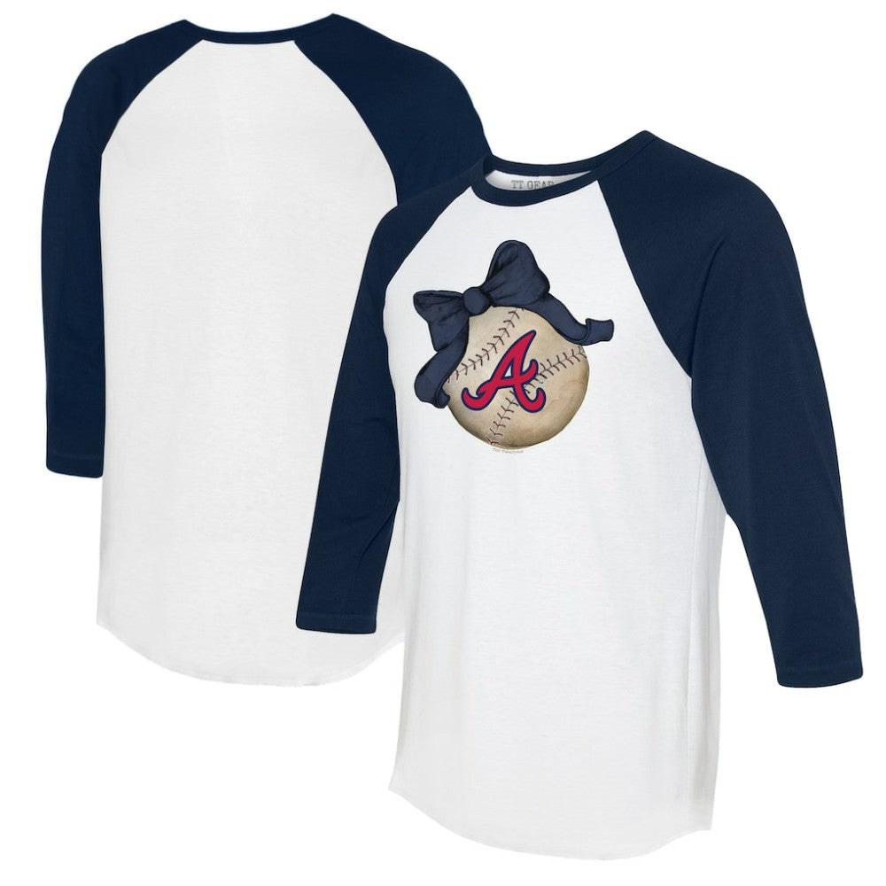 Atlanta Braves Tiny Turnip Women's Baseball Bow 3/4-Sleeve Raglan T-Shirt | MLB Discount