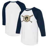 Milwaukee Brewers Tiny Turnip Women's Baseball Cross Bats 3/4-Sleeve Raglan T-Shirt | MLB Outlet
