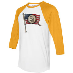 San Diego Padres Tiny Turnip Women's Baseball Flag 3/4-Sleeve Raglan T-Shirt | MLB Outlet