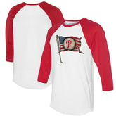 Philadelphia Phillies Tiny Turnip Women's Baseball Flag 3/4-Sleeve Raglan T-Shirt | MLB On Sale