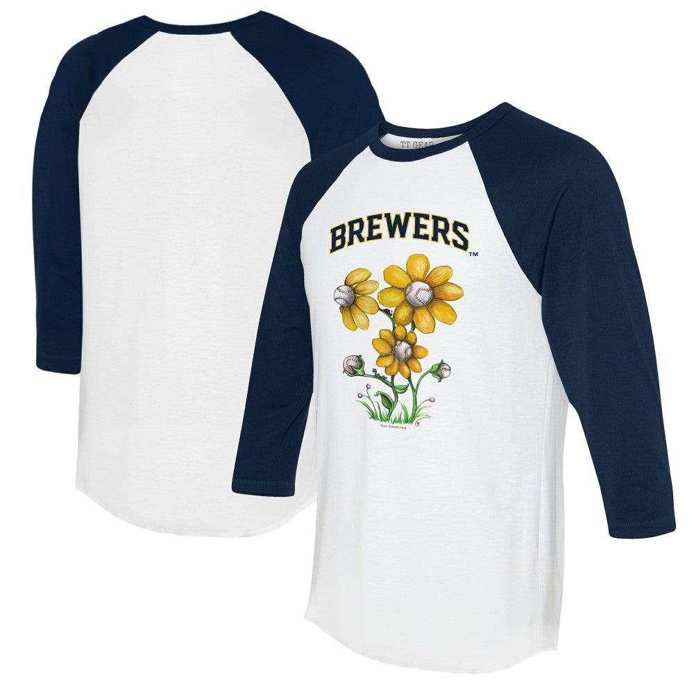 Milwaukee Brewers Tiny Turnip Women's Blooming Baseballs 3/4-Sleeve Raglan T-Shirt | MLB Near me