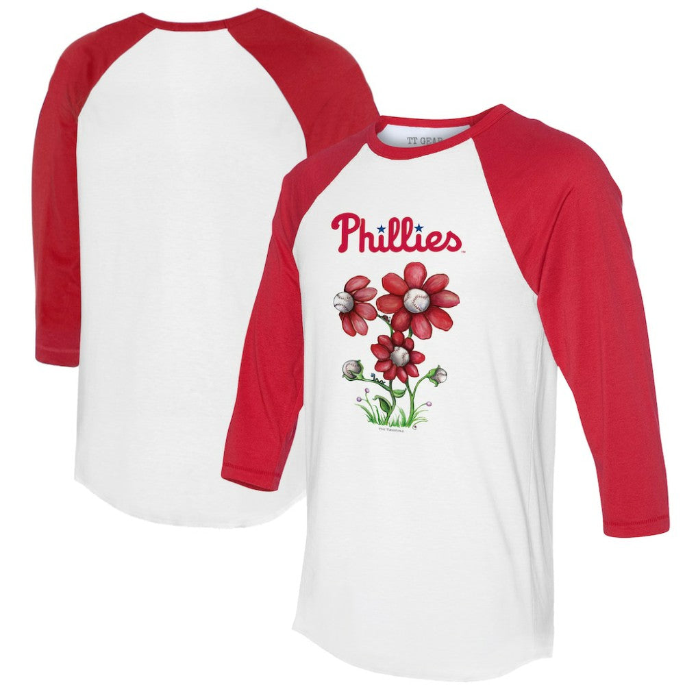 Philadelphia Phillies Tiny Turnip Women's Blooming Baseballs 3/4-Sleeve Raglan T-Shirt | MLB Discount