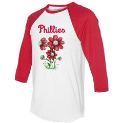 Philadelphia Phillies Tiny Turnip Women's Blooming Baseballs 3/4-Sleeve Raglan T-Shirt | MLB Discount