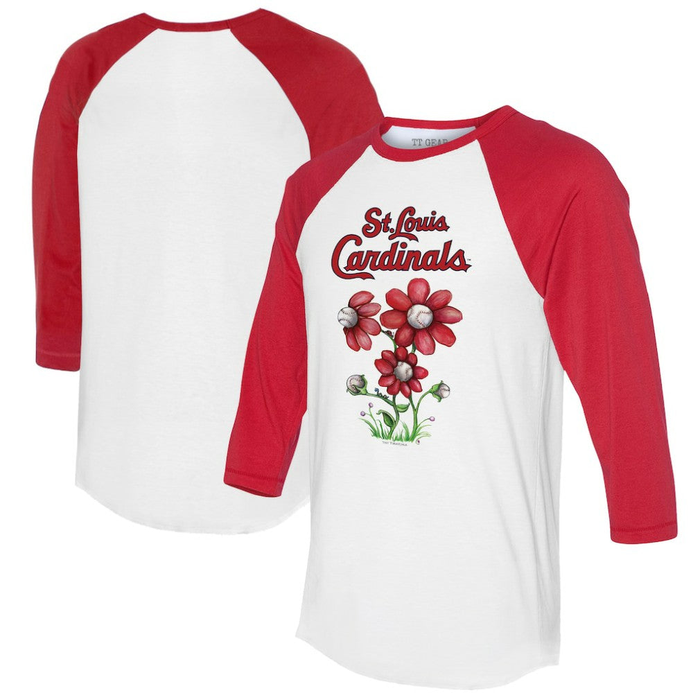 St. Louis Cardinals Tiny Turnip Women's Blooming Baseballs 3/4-Sleeve Raglan T-Shirt | MLB New