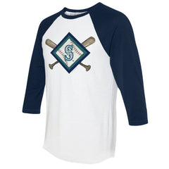 Seattle Mariners Tiny Turnip Women's Diamond Cross Bats 3/4-Sleeve Raglan T-Shirt | MLB For sale