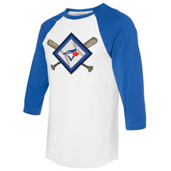 Toronto Blue Jays Tiny Turnip Women's Diamond Cross Bats 3/4-Sleeve Raglan T-Shirt | MLB Discount