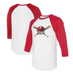 Philadelphia Phillies Tiny Turnip Women's Hat Crossbats 3/4-Sleeve Raglan T-Shirt | MLB New