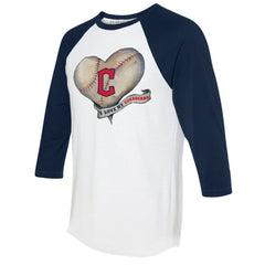 Cleveland Guardians Tiny Turnip Women's Heart Banner 3/4-Sleeve Raglan T-Shirt | MLB Near me