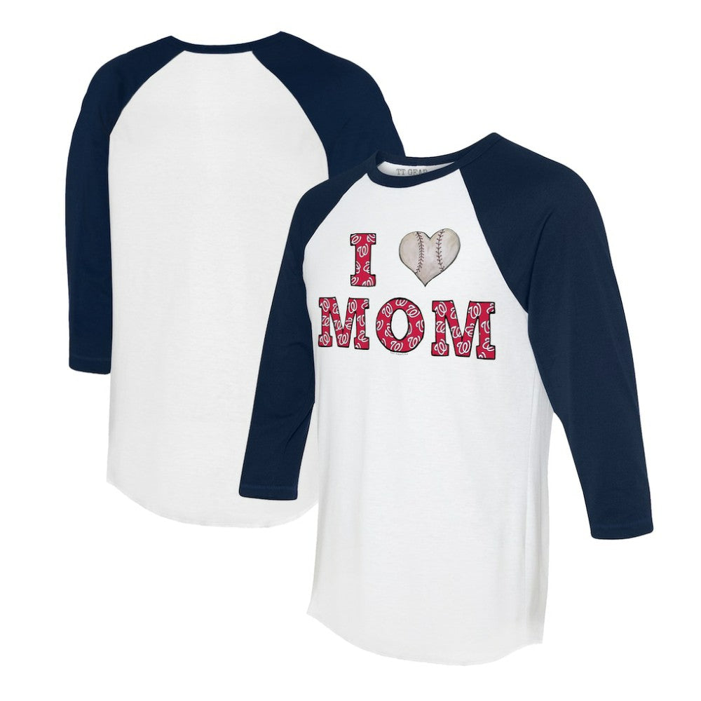 Washington Nationals Tiny Turnip Women's I Love Mom 3/4-Sleeve Raglan T-Shirt | MLB Shop
