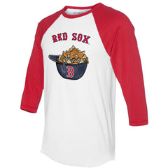 Boston Red Sox Tiny Turnip Women's Nacho Helmet 3/4-Sleeve Raglan T-Shirt | MLB New