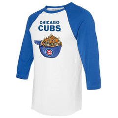 Chicago Cubs Tiny Turnip Women's Nacho Helmet 3/4-Sleeve Raglan T-Shirt | MLB New