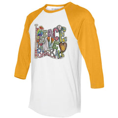 San Diego Padres Tiny Turnip Women's Peace Love Baseball 3/4-Sleeve Raglan T-Shirt | MLB Sale