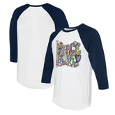 Atlanta Braves Tiny Turnip Women's Peace Love Baseball 3/4-Sleeve Raglan T-Shirt | MLB New