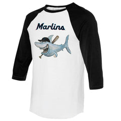 Miami Marlins Tiny Turnip Women's Shark 3/4-Sleeve Raglan T-Shirt | MLB New