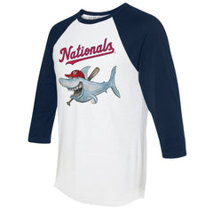 Washington Nationals Tiny Turnip Women's Shark 3/4-Sleeve Raglan T-Shirt | MLB For sale
