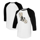 Athletics Tiny Turnip Unisex State Outline 3/4-Sleeve Raglan T-Shirt | MLB Outlet