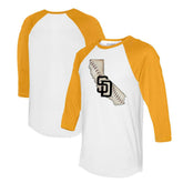 San Diego Padres Tiny Turnip Unisex State Outline 3/4-Sleeve Raglan T-Shirt | MLB New