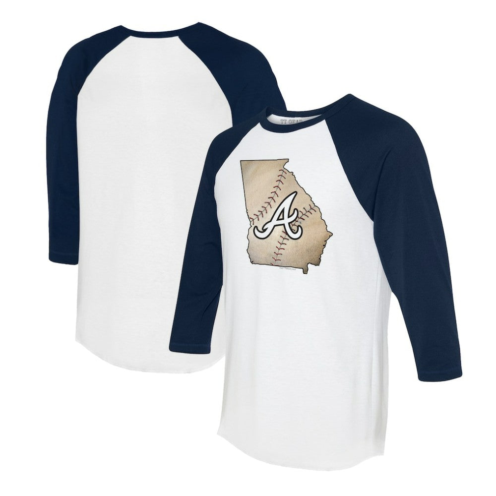 Atlanta Braves Tiny Turnip Unisex State Outline 3/4-Sleeve Raglan T-Shirt | MLB Discount